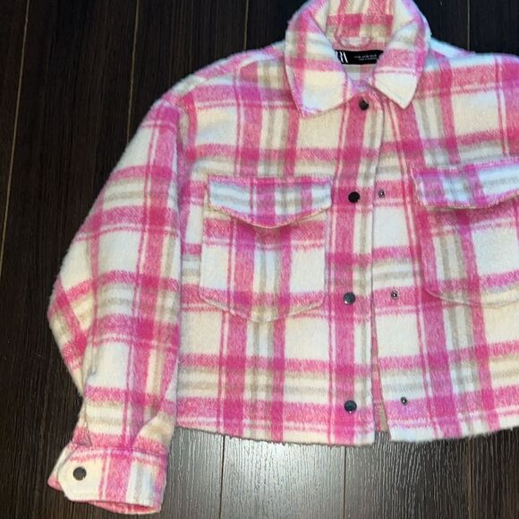 ZARA FLANNEL, Cropped, Pink/White, XS - Picture 6 of 9